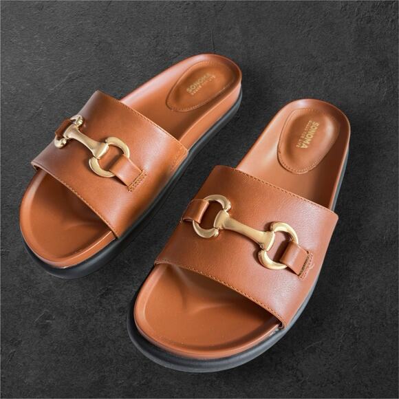 Sonoma Goods For Life® Tyrinn One Band Cognac Women's Sandals SZ/8 - Picture 2 of 9